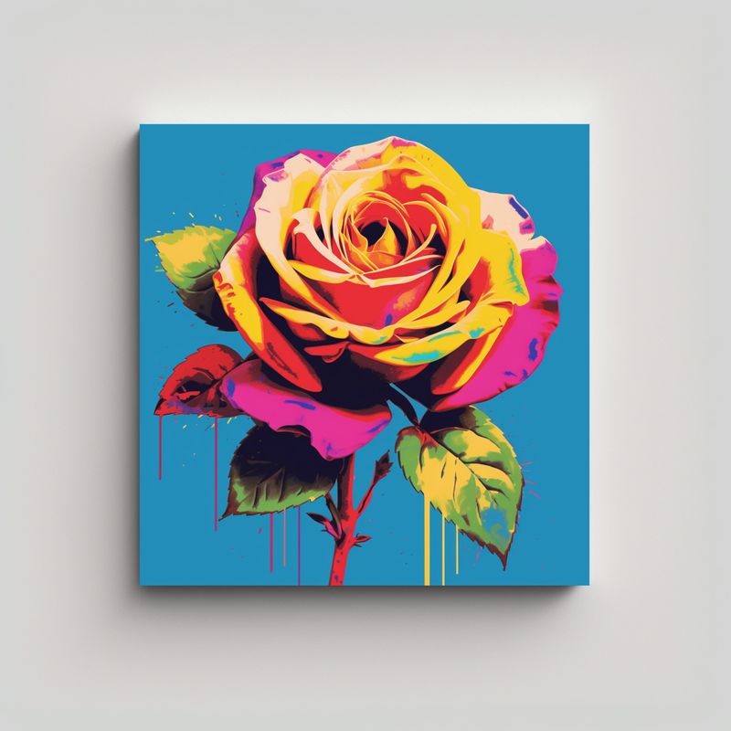 GENERICO - Cuadro Inspirador Pop Art: Rosa Al Estilo Andy 30x30 Cm