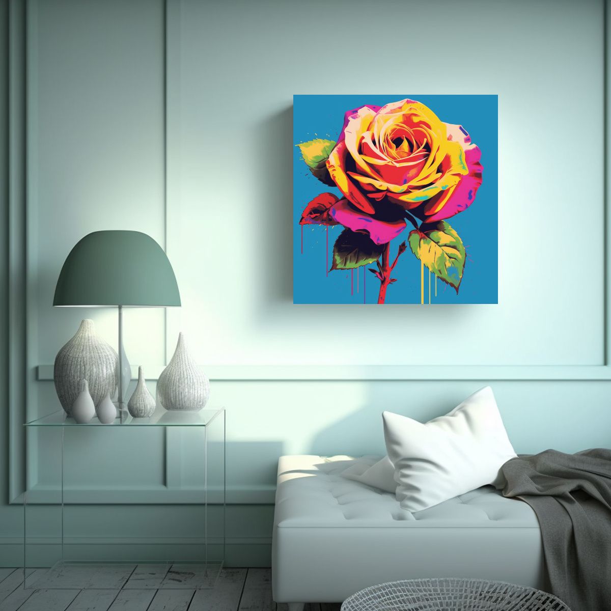 GENERICO - Cuadro Inspirador Pop Art: Rosa Al Estilo Andy 30x30 Cm