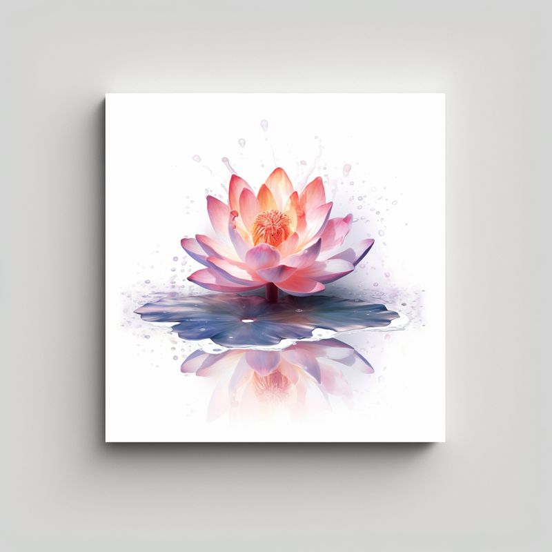 GENERICO - Estudio Vida Cuadro Floral De Loto Flotando En 60x60 Cm