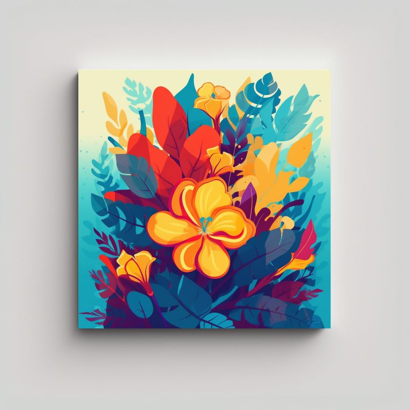 GENERICO - Ilustración Plana De Flores Coloridas Para 70x70 Cm