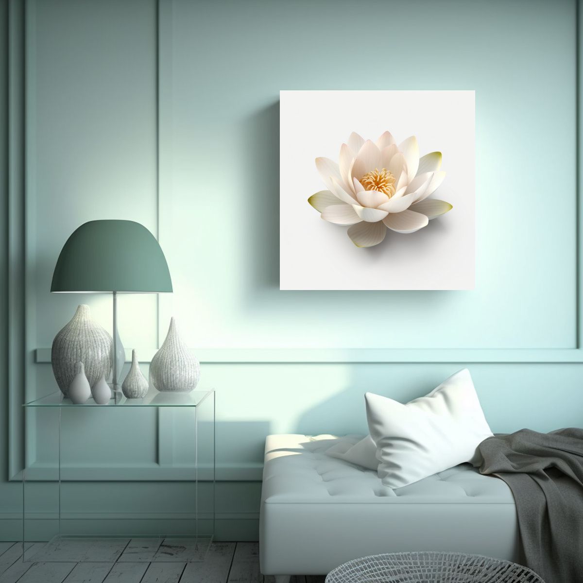 GENERICO - Pintura Decorativa Lotus Flower HD 4K En Blanco 80x80 Cm