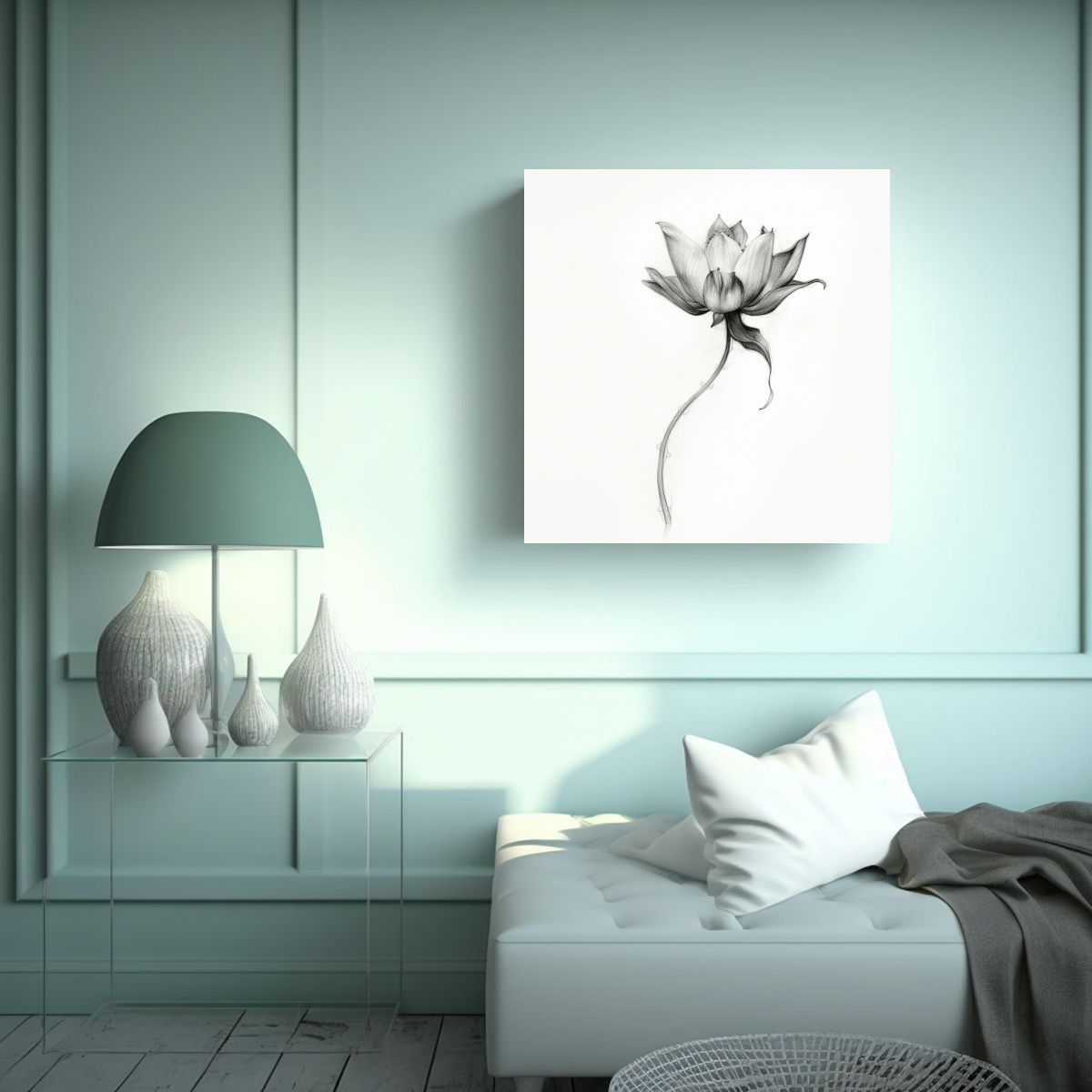 GENERICO - Composición Lotus Marchito Alegre Abstracto Arte 90x90 Cm