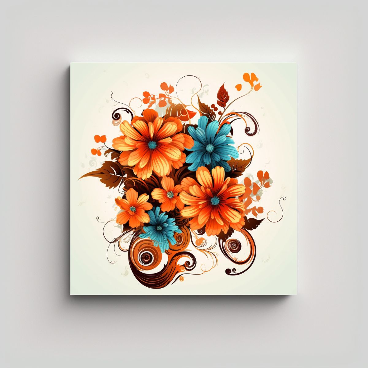GENERICO - Cuadro Decorativo Canva Espacio Con Flores 30x30 Cm