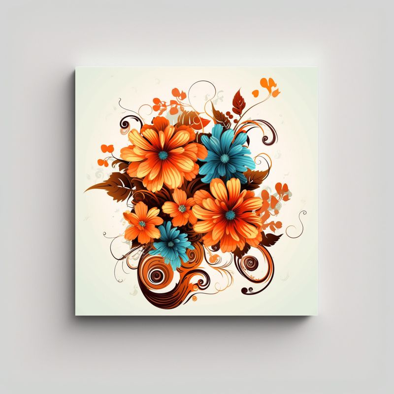 GENERICO - Cuadro Decorativo Canva Espacio Con Flores 30x30 Cm