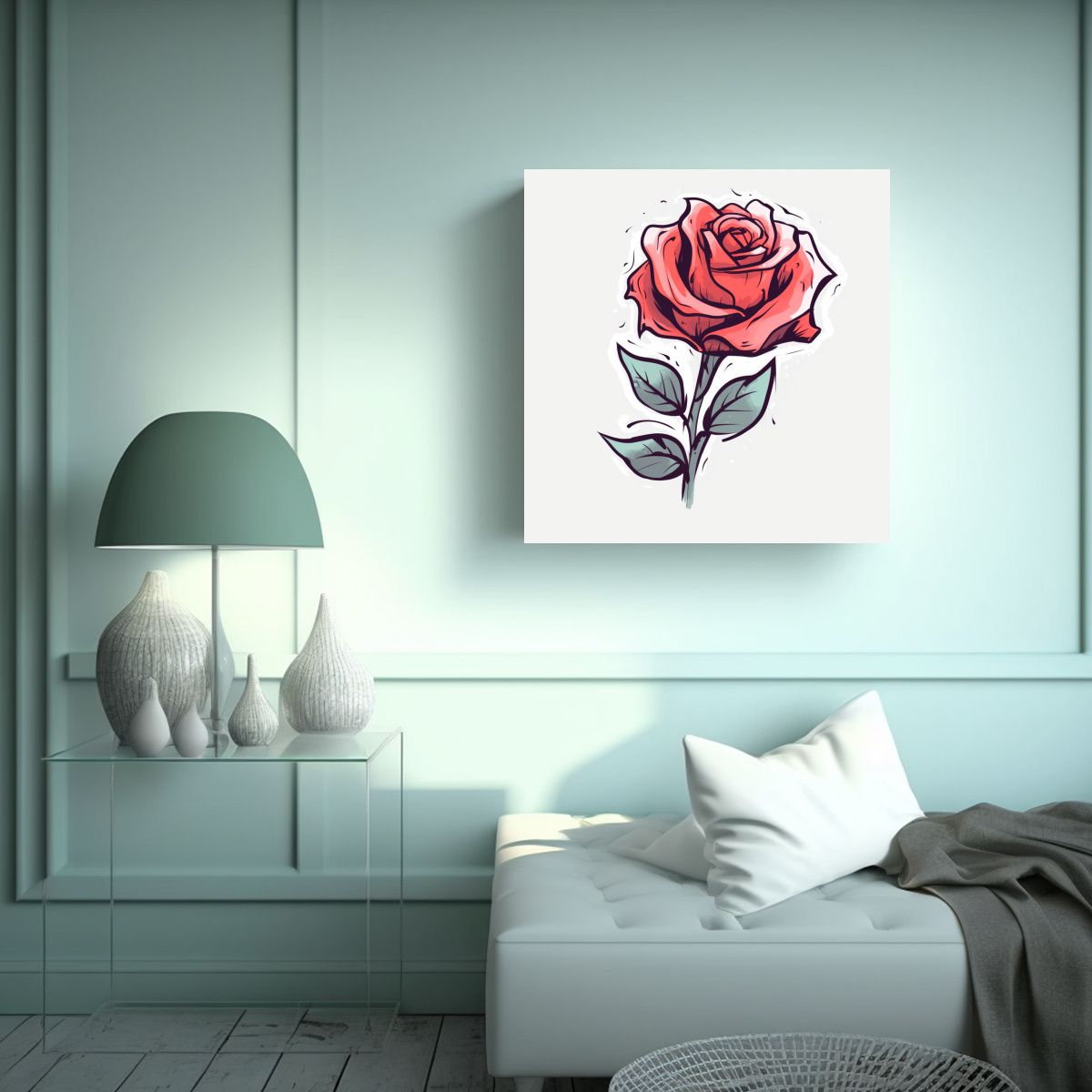 GENERICO - Contraste Abstracto Composición Rosa Semi 70x70 Cm