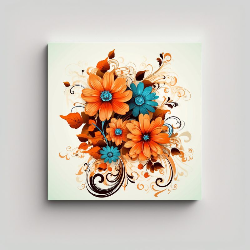 GENERICO - Exposición De Cuadro De Dibujo: Flores En Vector 40x40 Cm
