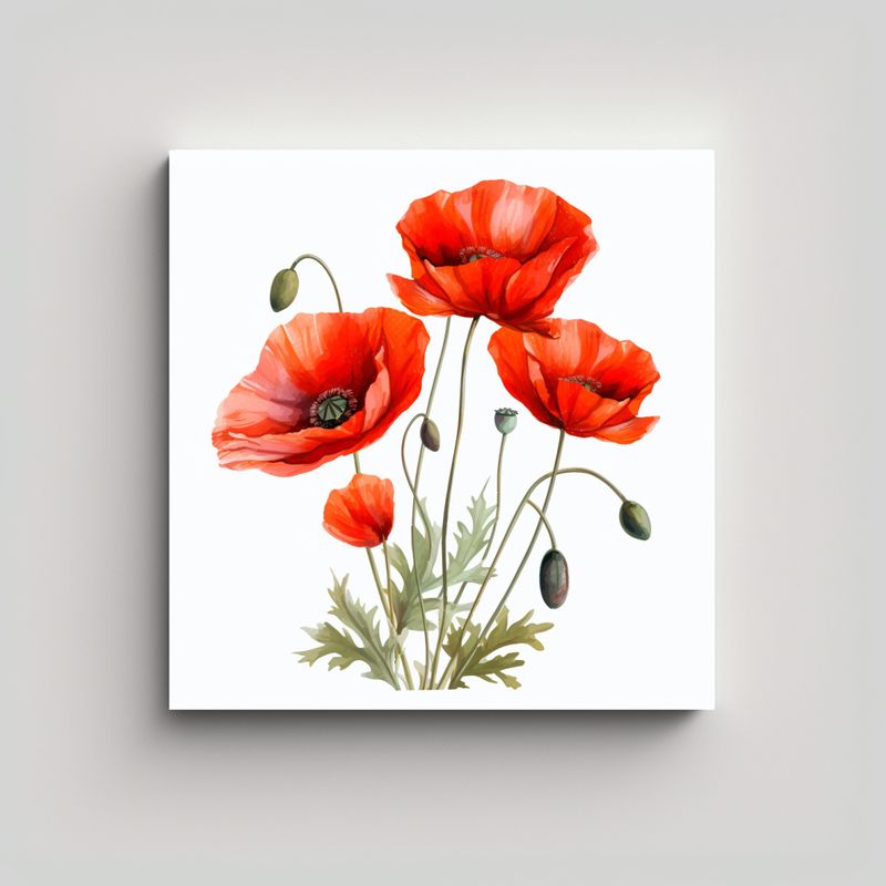 GENERICO - Canva Abstracto Con Poppies Hermosas En Fondo 30x30 Cm