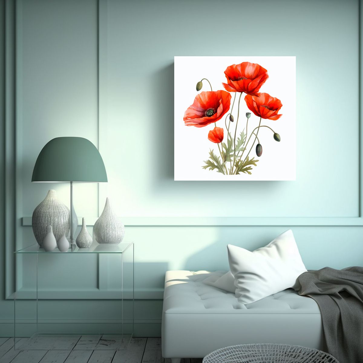 GENERICO - Canva Abstracto Con Poppies Hermosas En Fondo 30x30 Cm