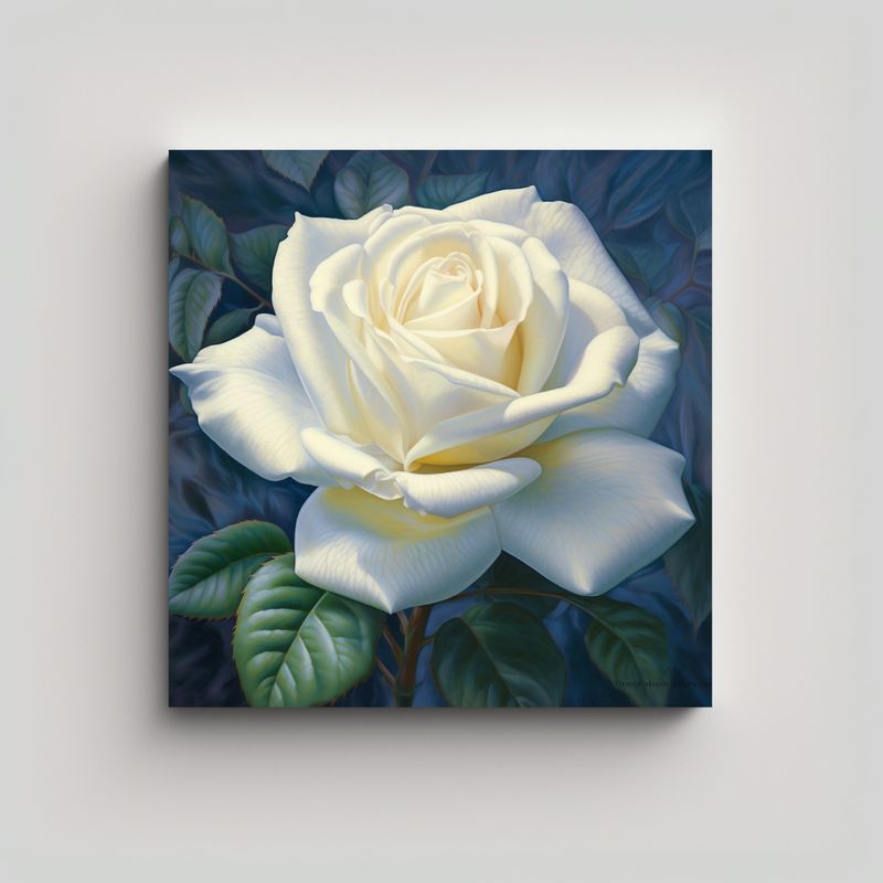 GENERICO - Cuadro Decorativo Lienzo De Rosa Blanca: Tema 60x60 Cm