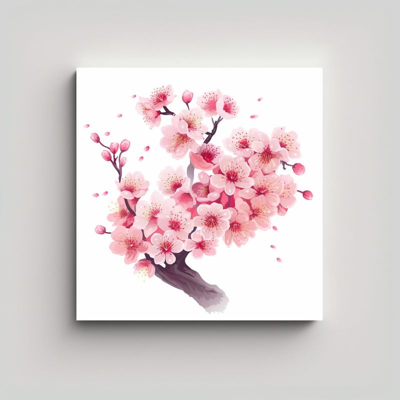 GENERICO - Ilustración Vectorial De Sakura En Cuadro 60x60 Cm