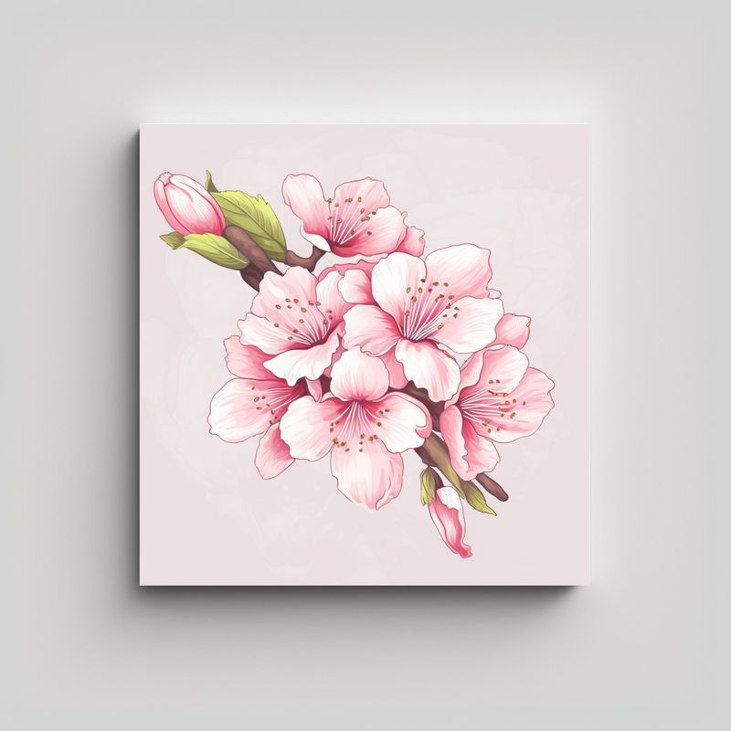 GENERICO - Ilustración Vectorial De Sakura En Cuadro 90x90 Cm