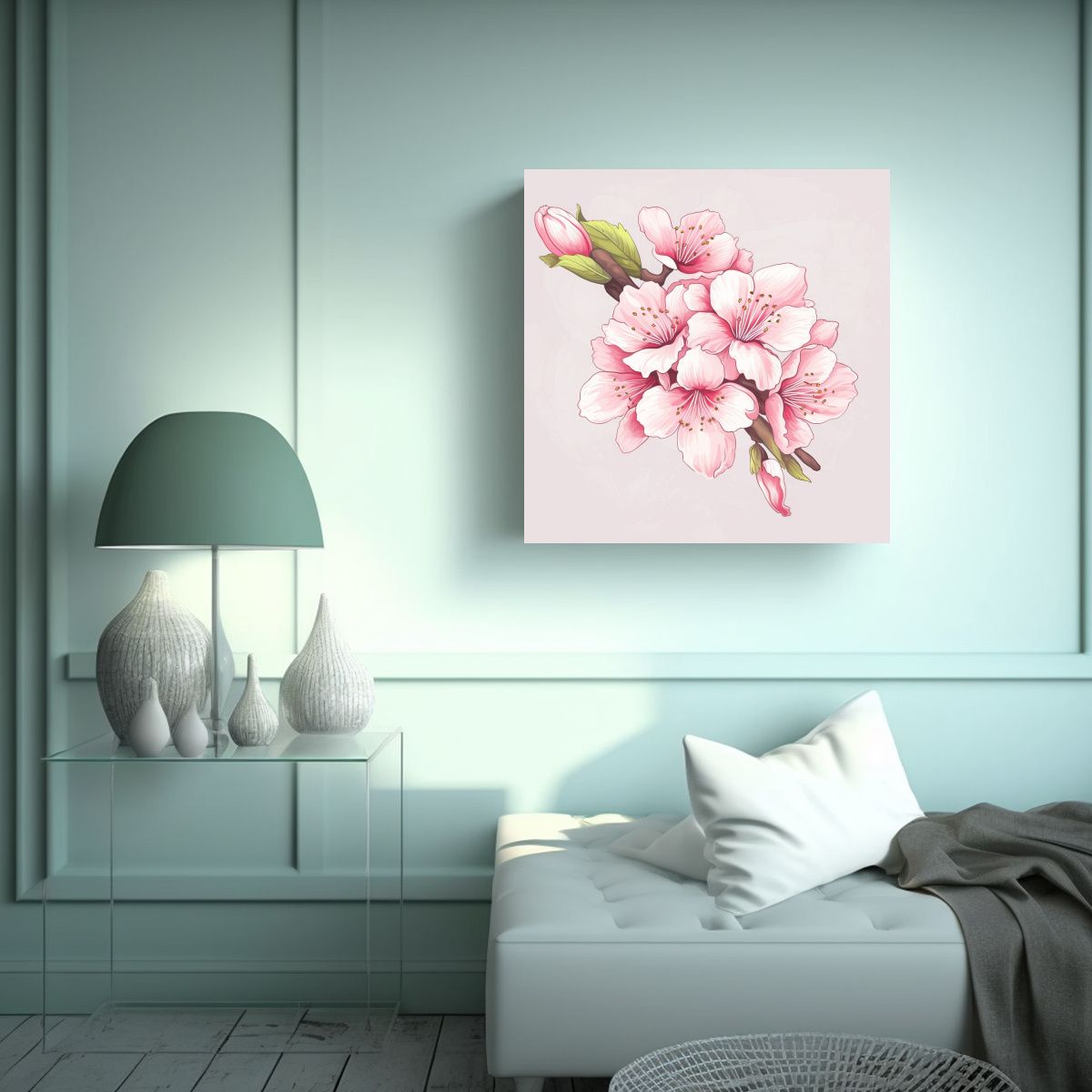 GENERICO - Ilustración Vectorial De Sakura En Cuadro 90x90 Cm