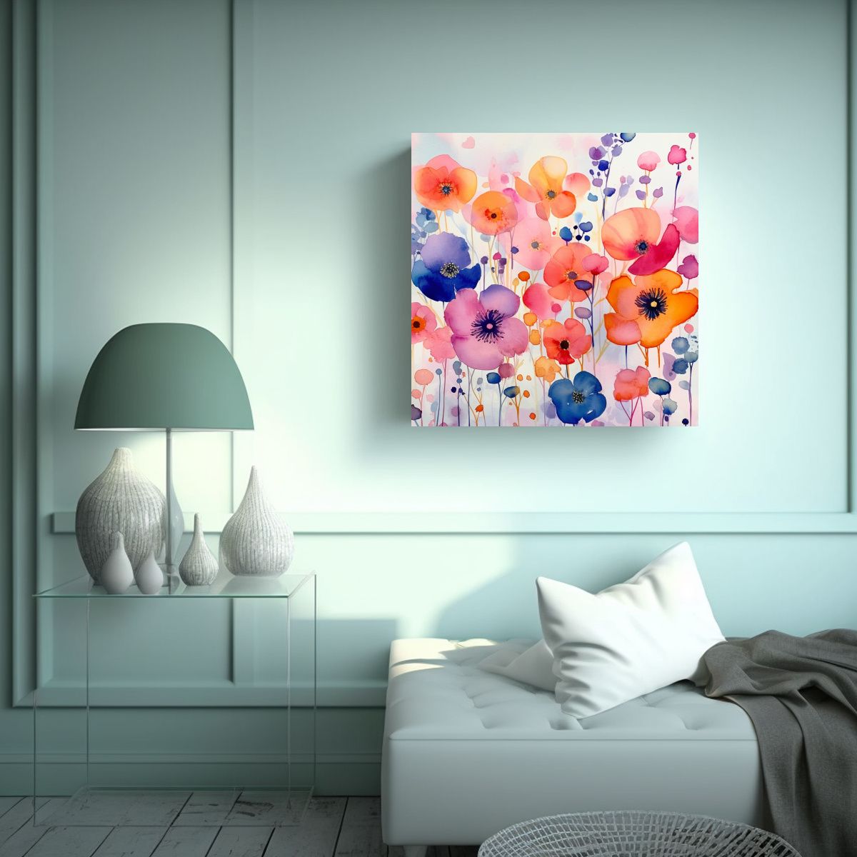 GENERICO - Fotografía Lienzo Tela Modernidad Acuarela 90x90 Cm