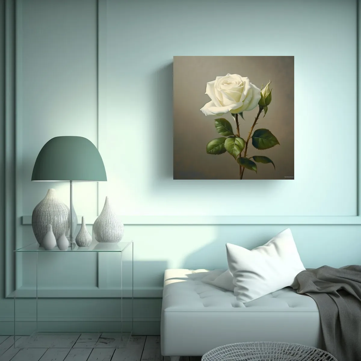 GENERICO - Arte Moderno Vida Blanca Rosa Decoración Pintura 50x50 Cm