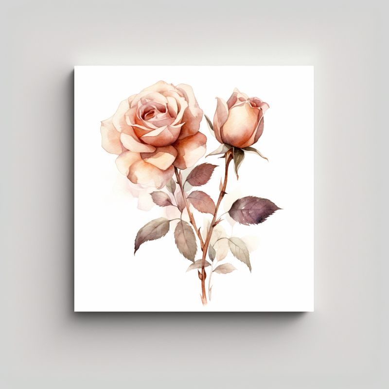 GENERICO - Vintage Boho Rosa Acuarela Arte De Pared Único 90x90 Cm