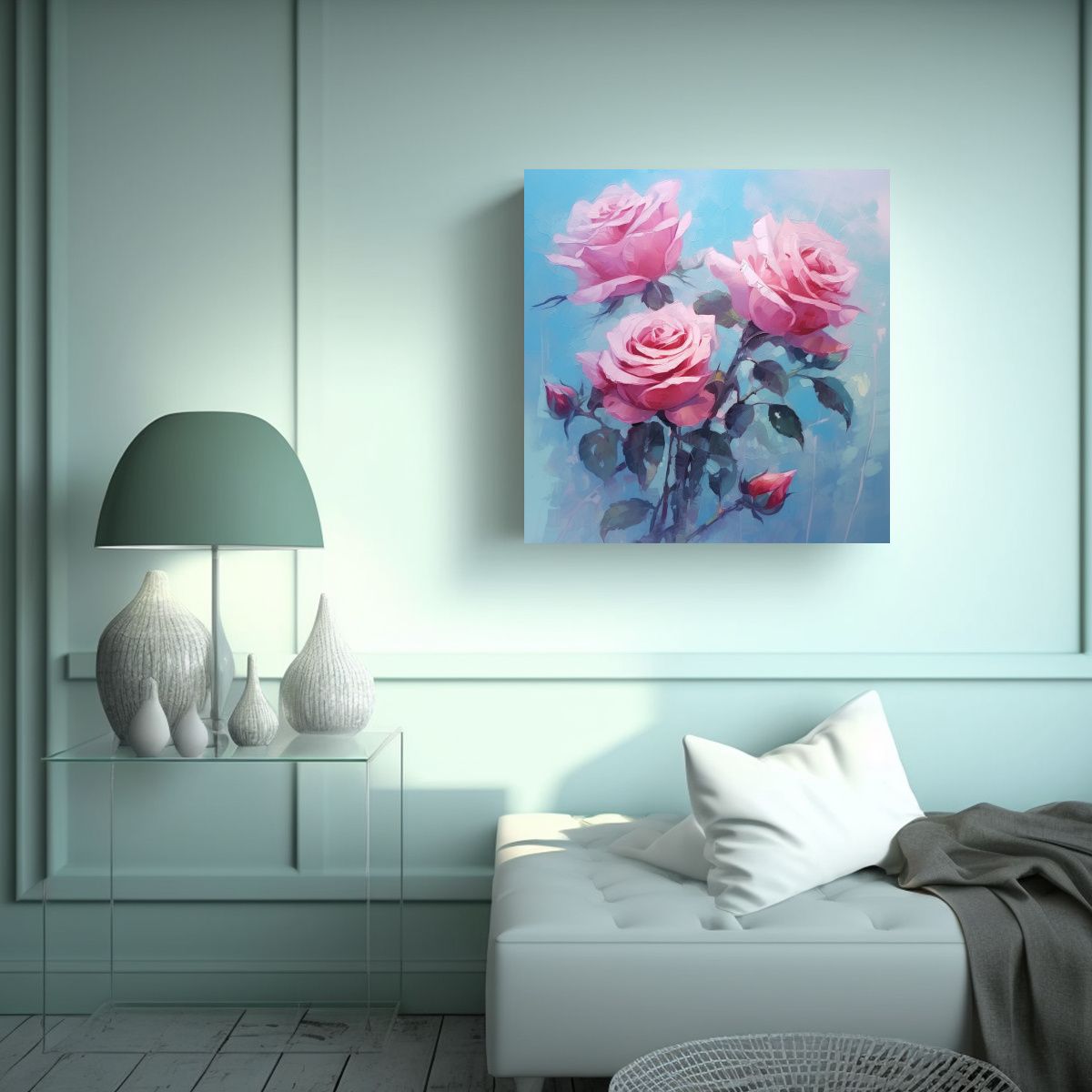 GENERICO - Composición Espectacular De Rosas Rosadas En 90x90 Cm