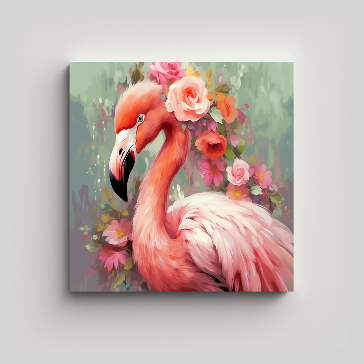 GENERICO - Acuarela Dinámica De Flamenco Con Gorra Entre 40x40 Cm