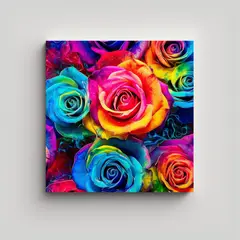 GENERICO - Canva Neon Rainbow - Cuadro Decorativo De Tinta 90x90 Cm