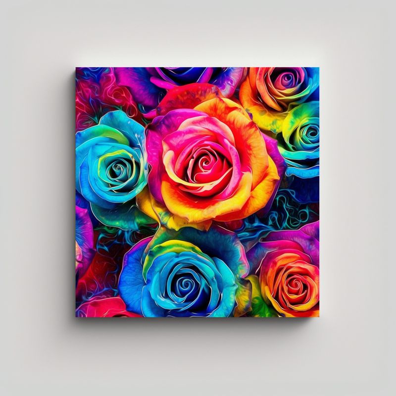 GENERICO - Canva Neon Rainbow - Cuadro Decorativo De Tinta 40x40 Cm