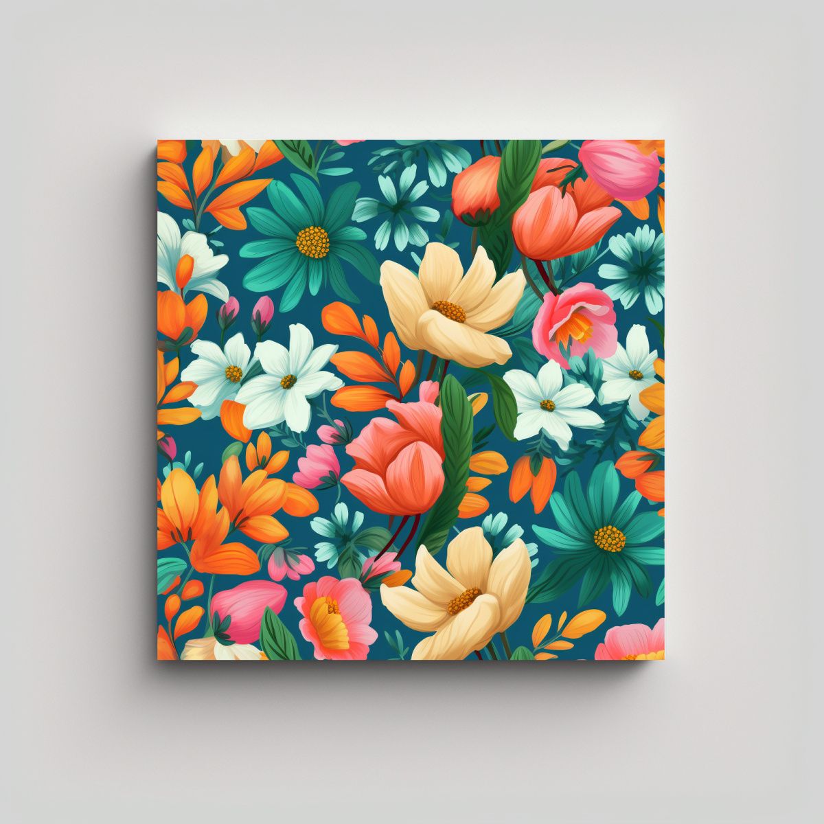 GENERICO - Patrón De Flores Abstractas Cuadro Regalo Alegre 50x50 Cm