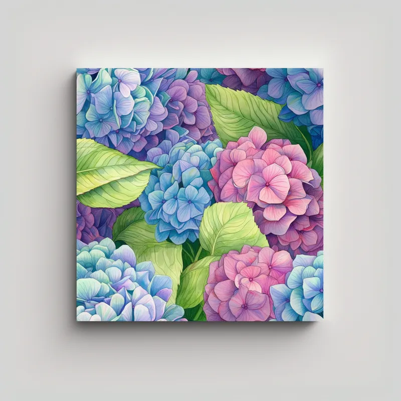 GENERICO - Pintura Colorida Flores De Hortensias Arte 40x40 Cm