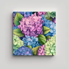 GENERICO - Bastidor Tela Arte Floral Hydrangea Dibujo Por 90x90 Cm