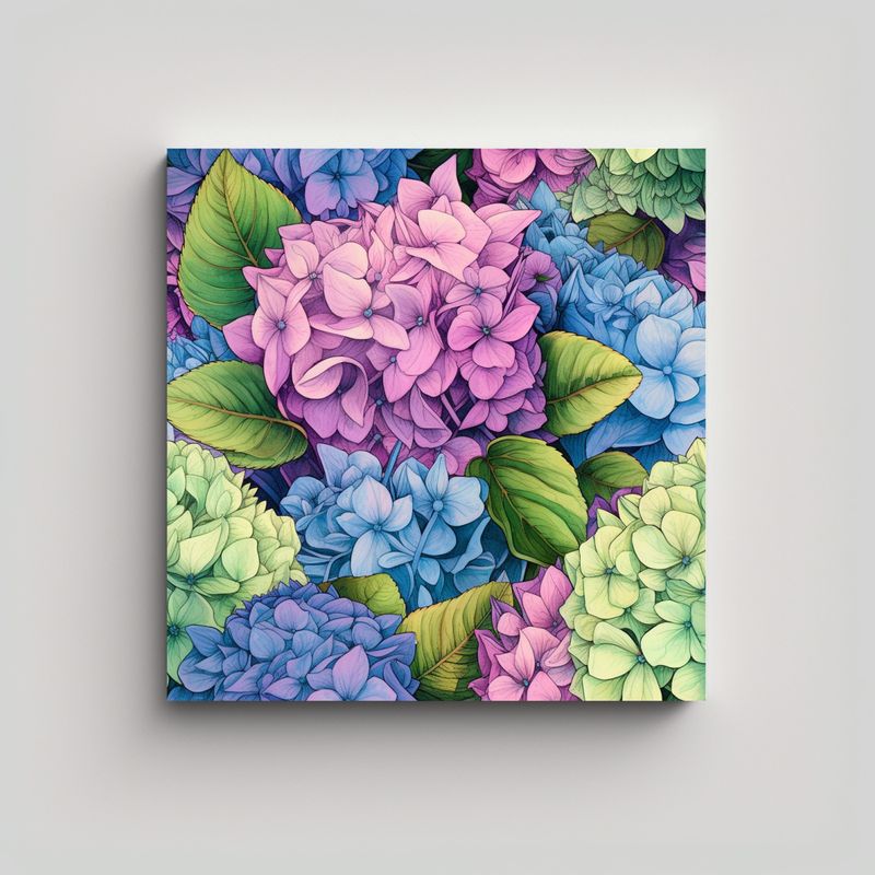 GENERICO - Bastidor Tela Arte Floral Hydrangea Dibujo Por 30x30 Cm