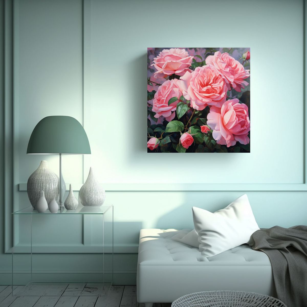 GENERICO - Cuadro Decorativo Creativo Rosa Borde Rosa 80x80 Cm