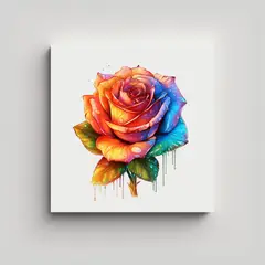 GENERICO - Impactante Cuadro De Rosa Colorida Sobre Fondo 50x50 Cm