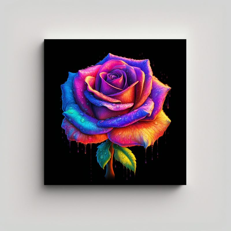 GENERICO - Composición Dinámica De Rosa Colorida: Cuadro 30x30 Cm