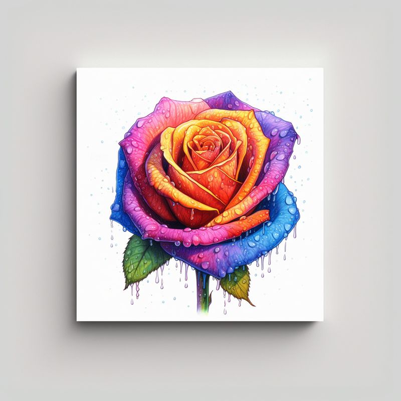 GENERICO - Cuadro Creativo De Espacio Con Rosa Colorida Y 30x30 Cm