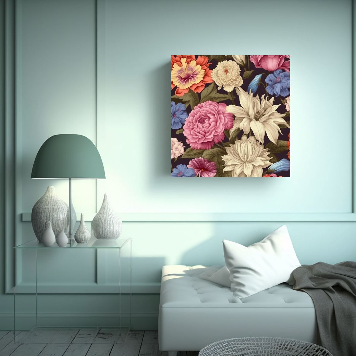 GENERICO - Cuadro Inspirador De Flores Coloridas En Estilo 40x40 Cm.