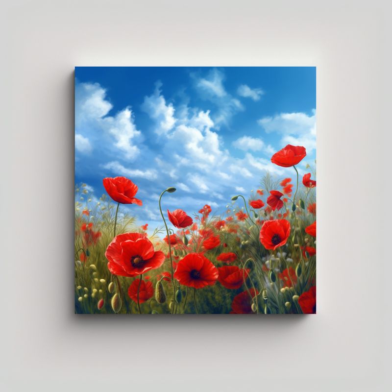 GENERICO - Cuadro Decorativo De Amapolas Rojas En Extensos 70x70 Cm