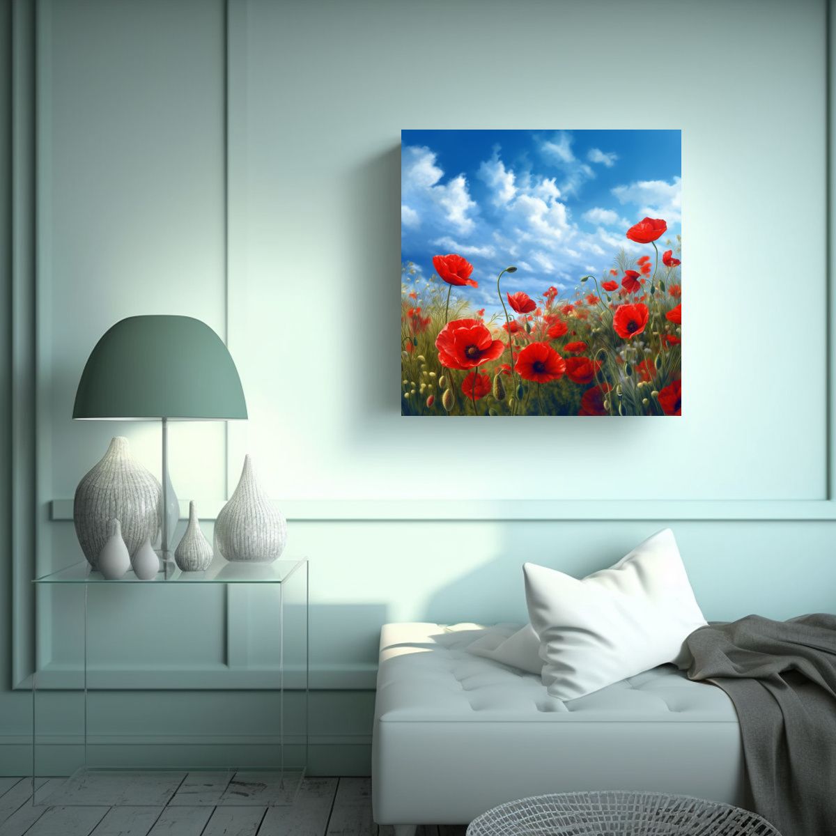 GENERICO - Cuadro Decorativo De Amapolas Rojas En Extensos 70x70 Cm