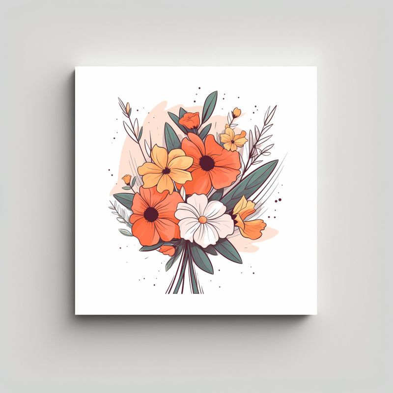 GENERICO - Arte Minimalista De Bouquet De Flores En Colores 30x30 Cm