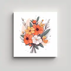 GENERICO - Arte Minimalista De Bouquet De Flores En Colores 40x40 Cm