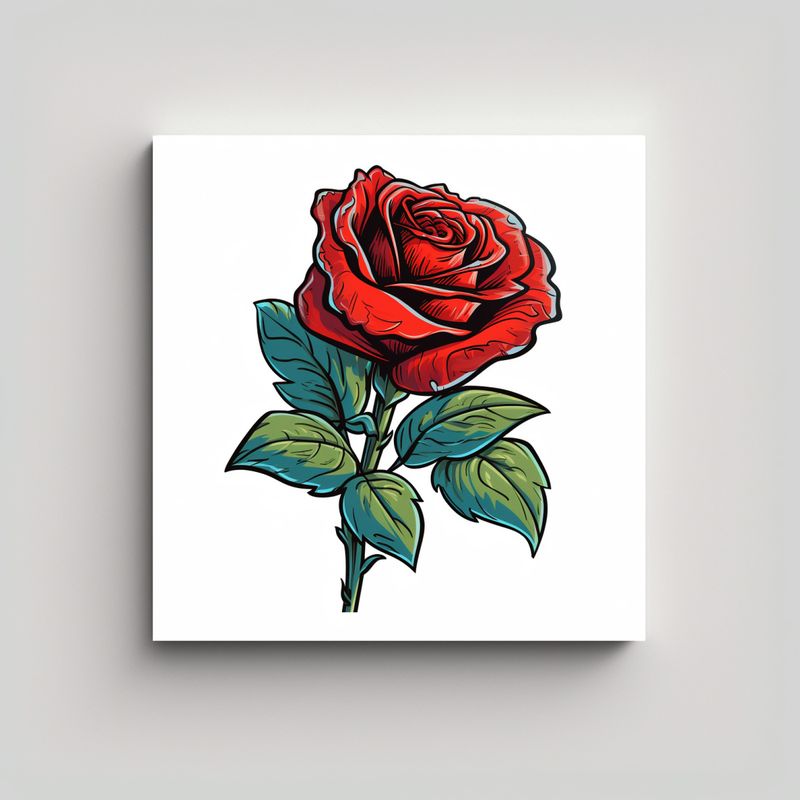 GENERICO - Ilustración Sencilla De Rosa Roja Para 90x90 Cm