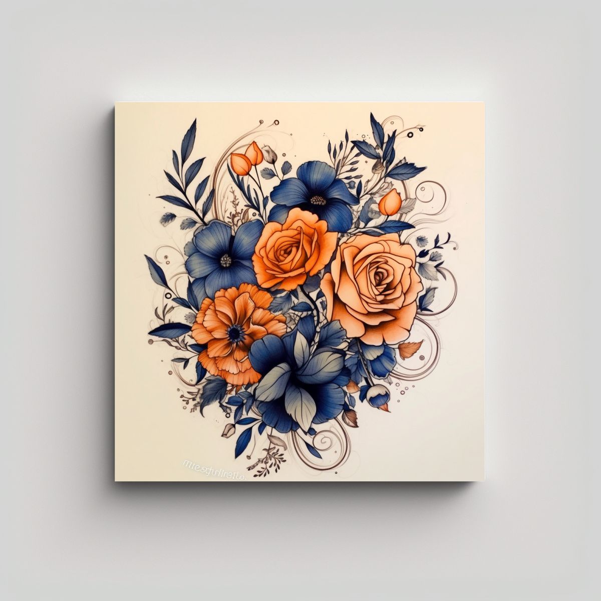GENERICO - Arte Moderno De Pared: Diseños Florales Para 50x50 Cm