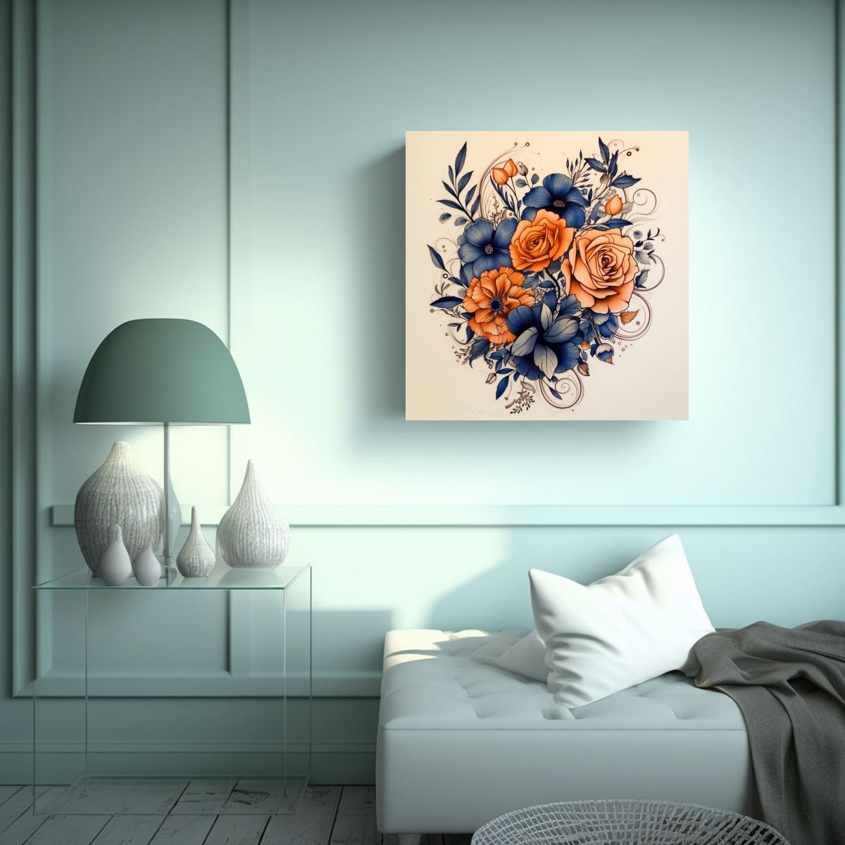 GENERICO - Arte Moderno De Pared: Diseños Florales Para 50x50 Cm