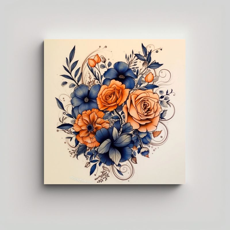 GENERICO - Arte Moderno De Pared: Diseños Florales Para 40x40 Cm