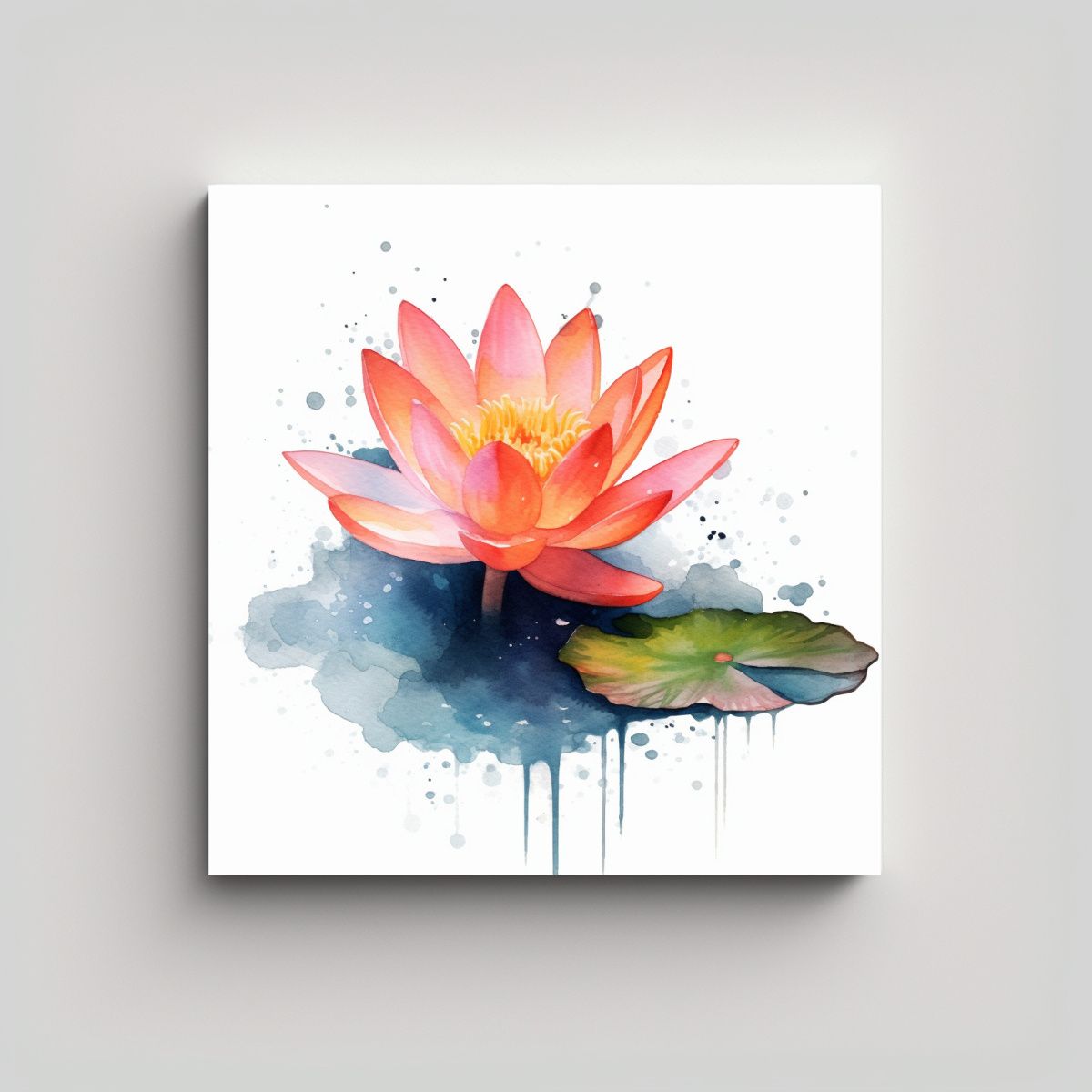 GENERICO - Cuadro Abstracto De Loto Flotante En Estanque Con 50x50 Cm