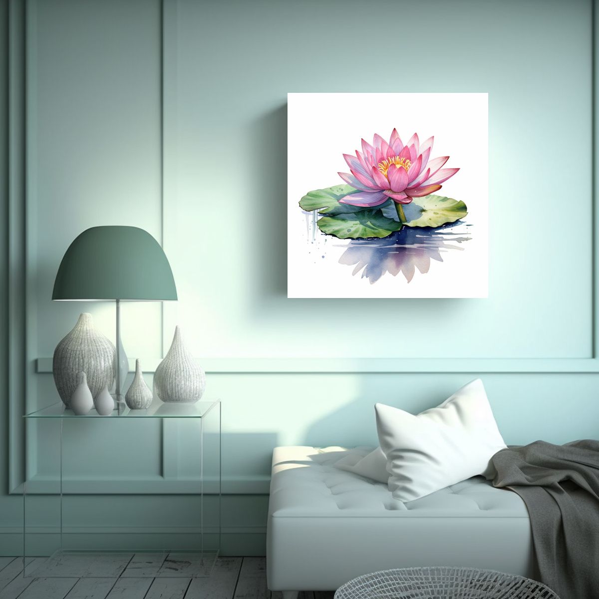 GENERICO - Cuadro Decorativo Estilo Galería: Lienzo De Loto 90x90 Cm.