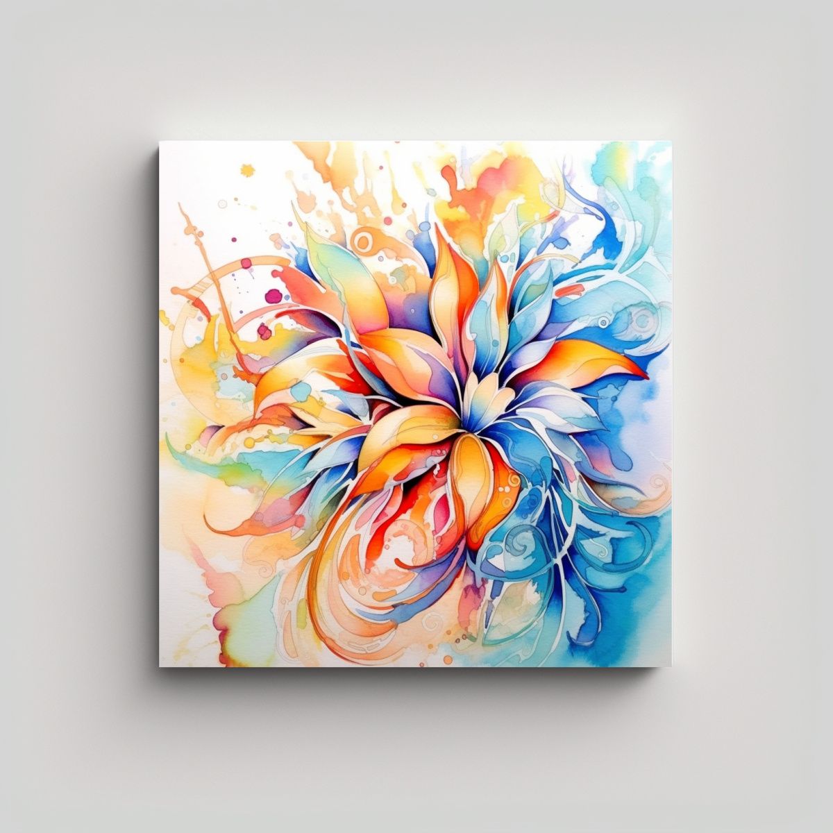 GENERICO - Arte De Pared Floral Abstracto En Acuarela Sin 50x50 Cm