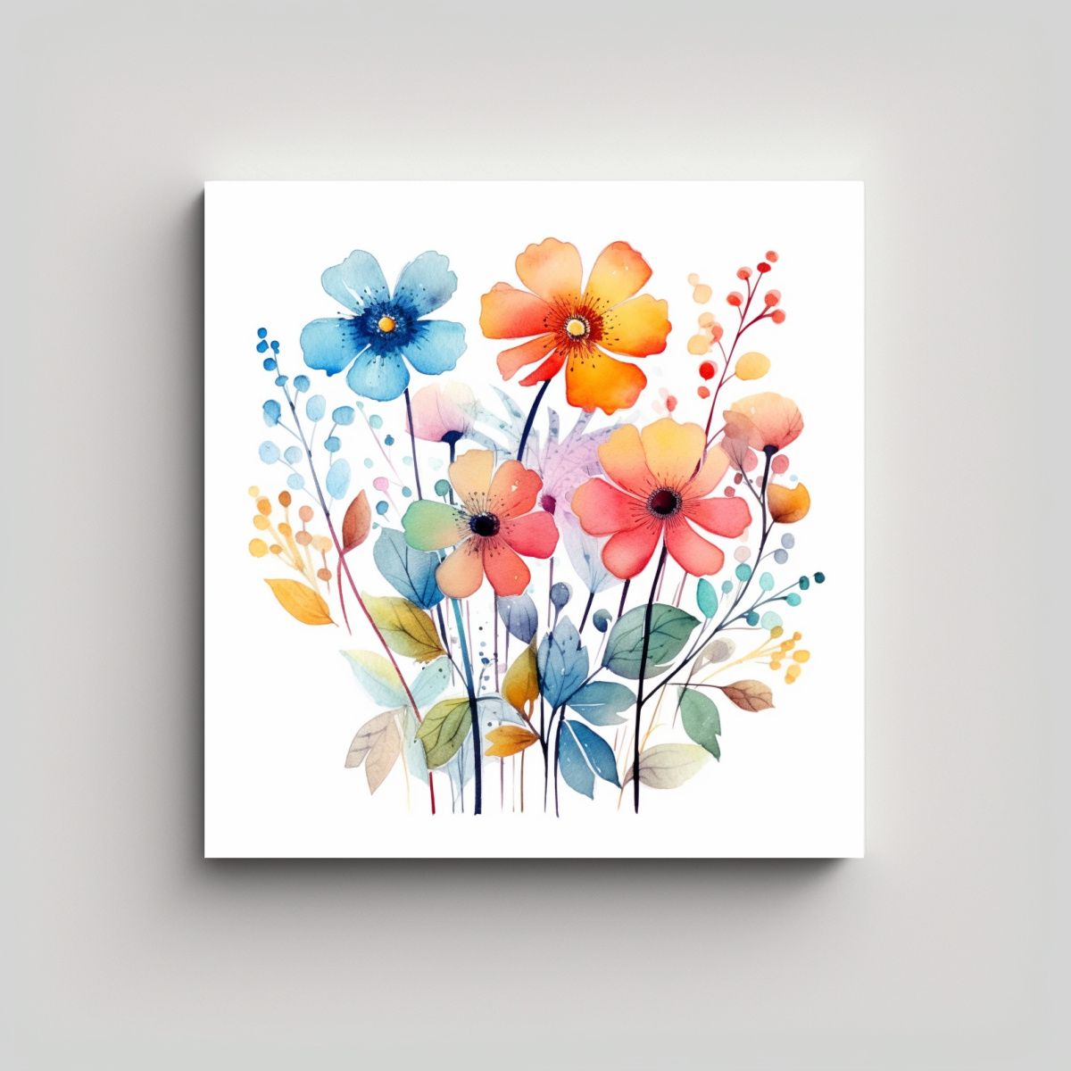 GENERICO - Ilustración Acuarela Infantil De Flores Arte De 30x30 Cm