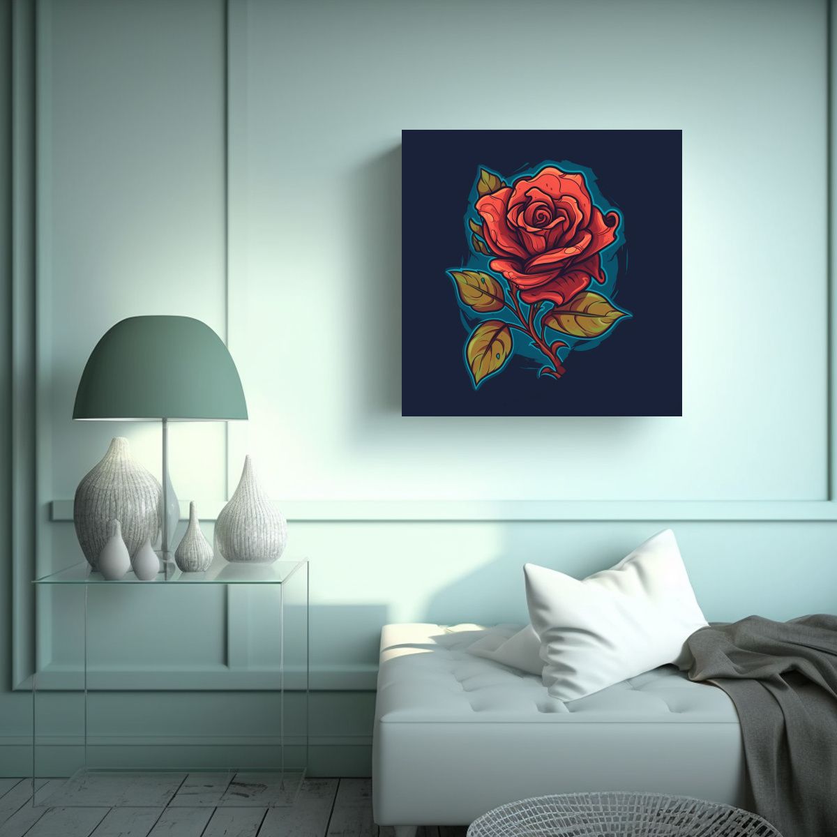 GENERICO - Ilustración De Rosa En Plenitud: Protagonismo En 90x90 Cm