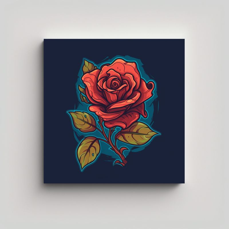 GENERICO - Ilustración De Rosa En Plenitud: Protagonismo En 40x40 Cm