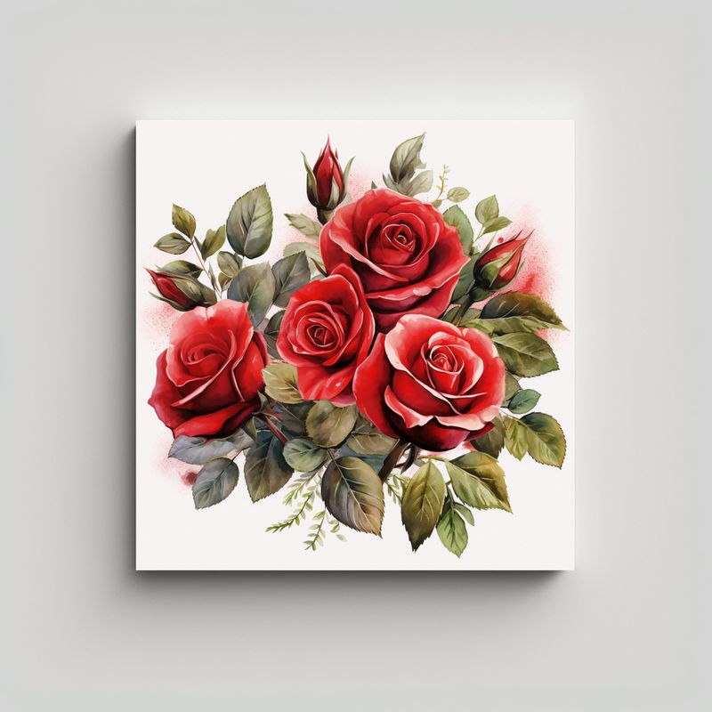 GENERICO - Fotografía Original De Lienzo: Ramo De Rosas 40x40 Cm