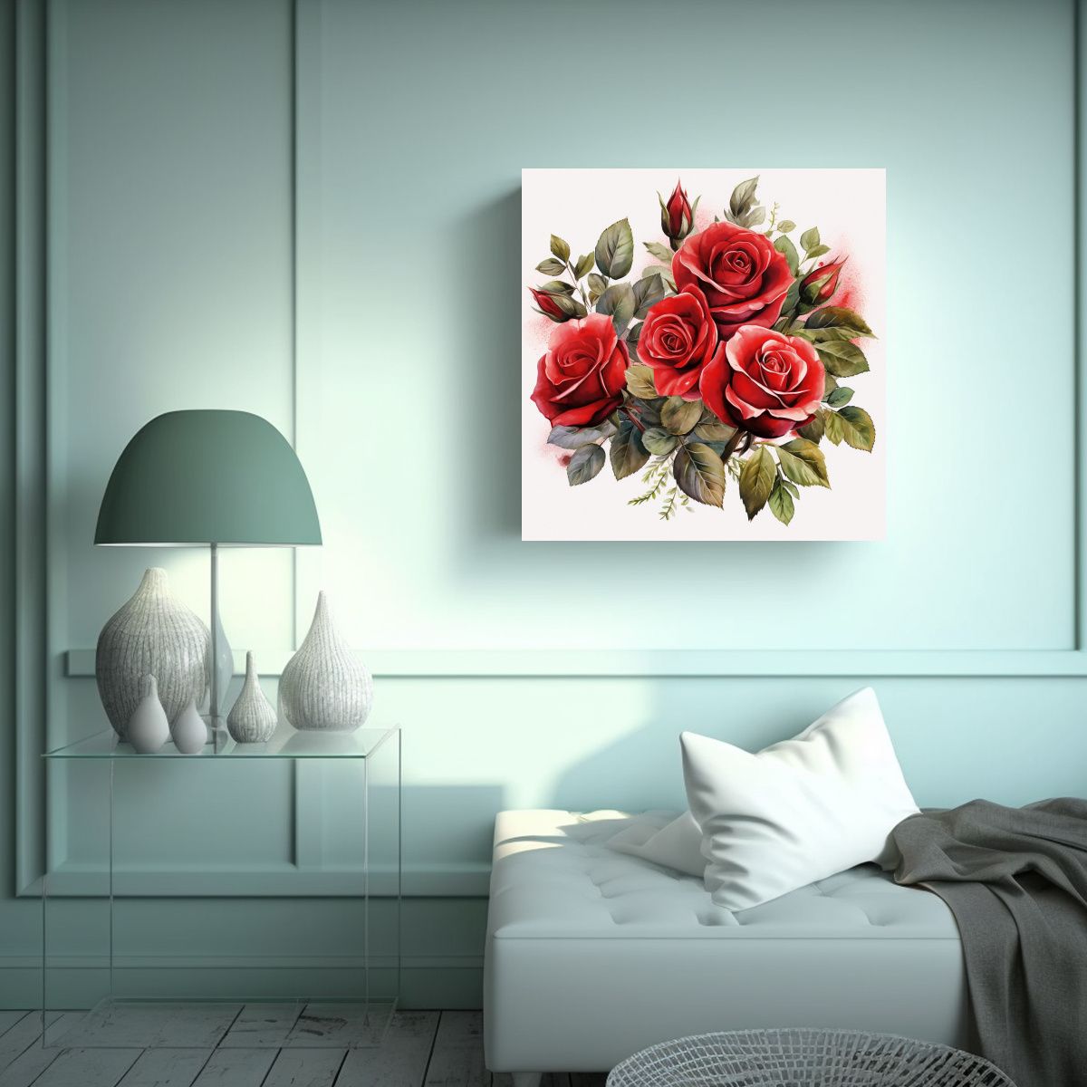 GENERICO - Fotografía Original De Lienzo: Ramo De Rosas 90x90 Cm