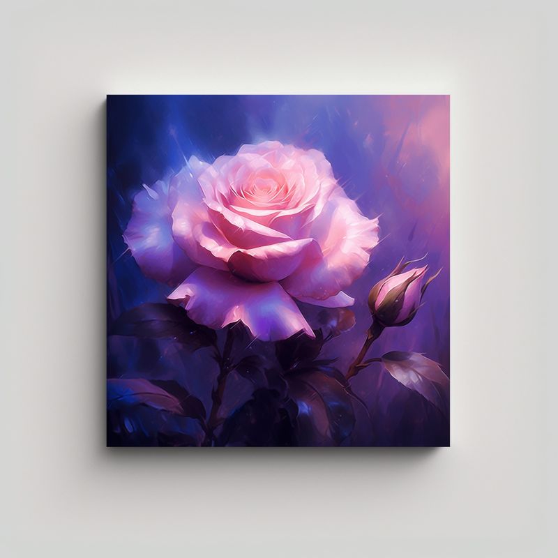 GENERICO - Decoración De Pared Con Rosa Púrpura En Arte 90x90 Cm