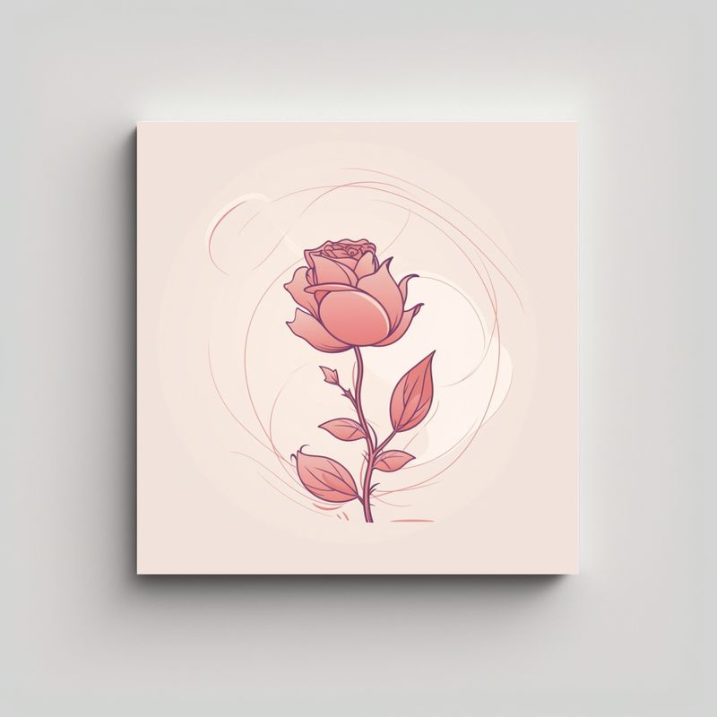 GENERICO - Cuadro Abstracto Rosa Asimétrica Con Tallo: 90x90 Cm